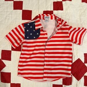 Blue Quail Kids Patriotic Red & White Stars and Stripes Button-Down Shirt
